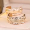 Gold Tone Wheat Pattern Hoop Earrings Full Zircon Statement Jewelry Gift for Women Party