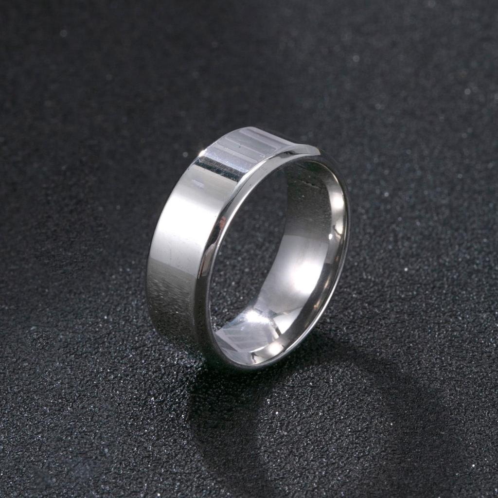 8MM Men's Stainless Steel Matte Ring - European & American Fashion