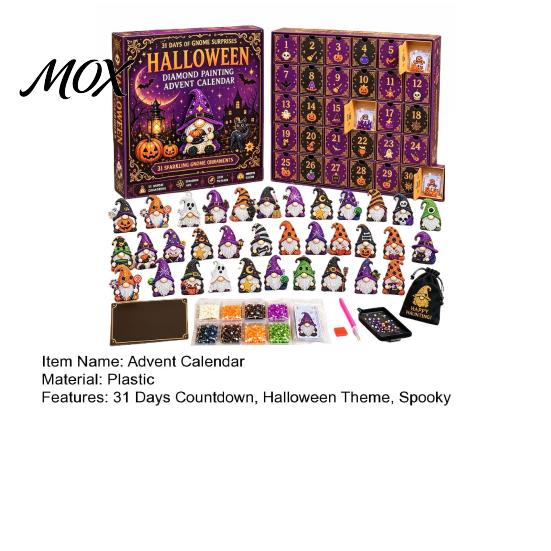 Holiday Atmosphere Maker 31 Days Gnomes Halloween Rhinestone Painting Advent Calendar, DIY Faux Diamond Art Gift for Teachers Elders Craft Kit,