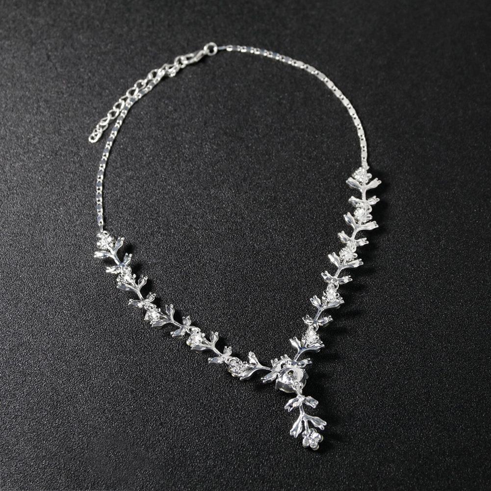 Women Bridal Unique Jewelry Set Elegant Fashionable Diamond Alloy Necklace + Earring Set