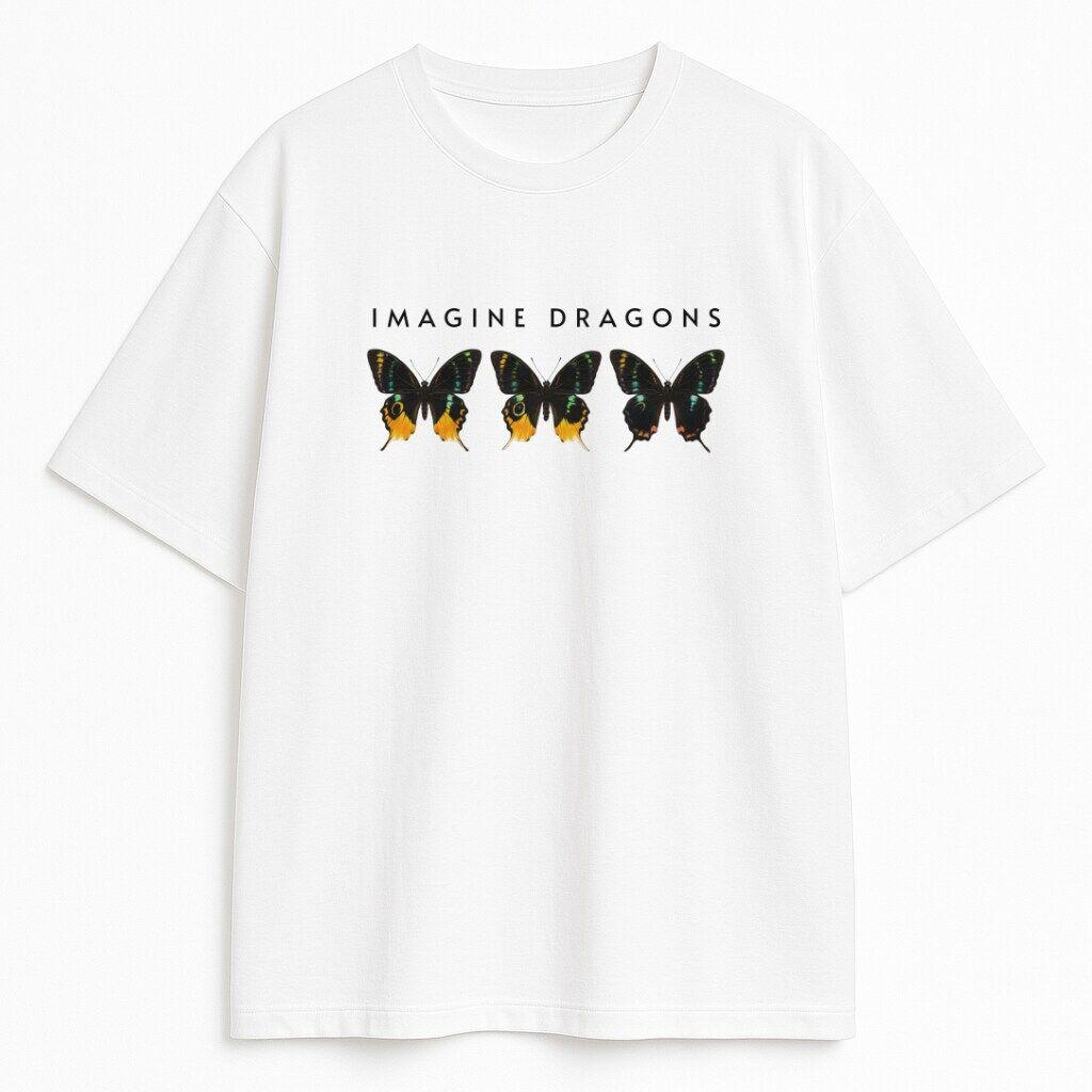

Imagine Dragons Butterfly Tshirt Unisex and Women Summer Cotton Clothing Casual Fashion Round Neck Short Sleeved Tee Streetwear S