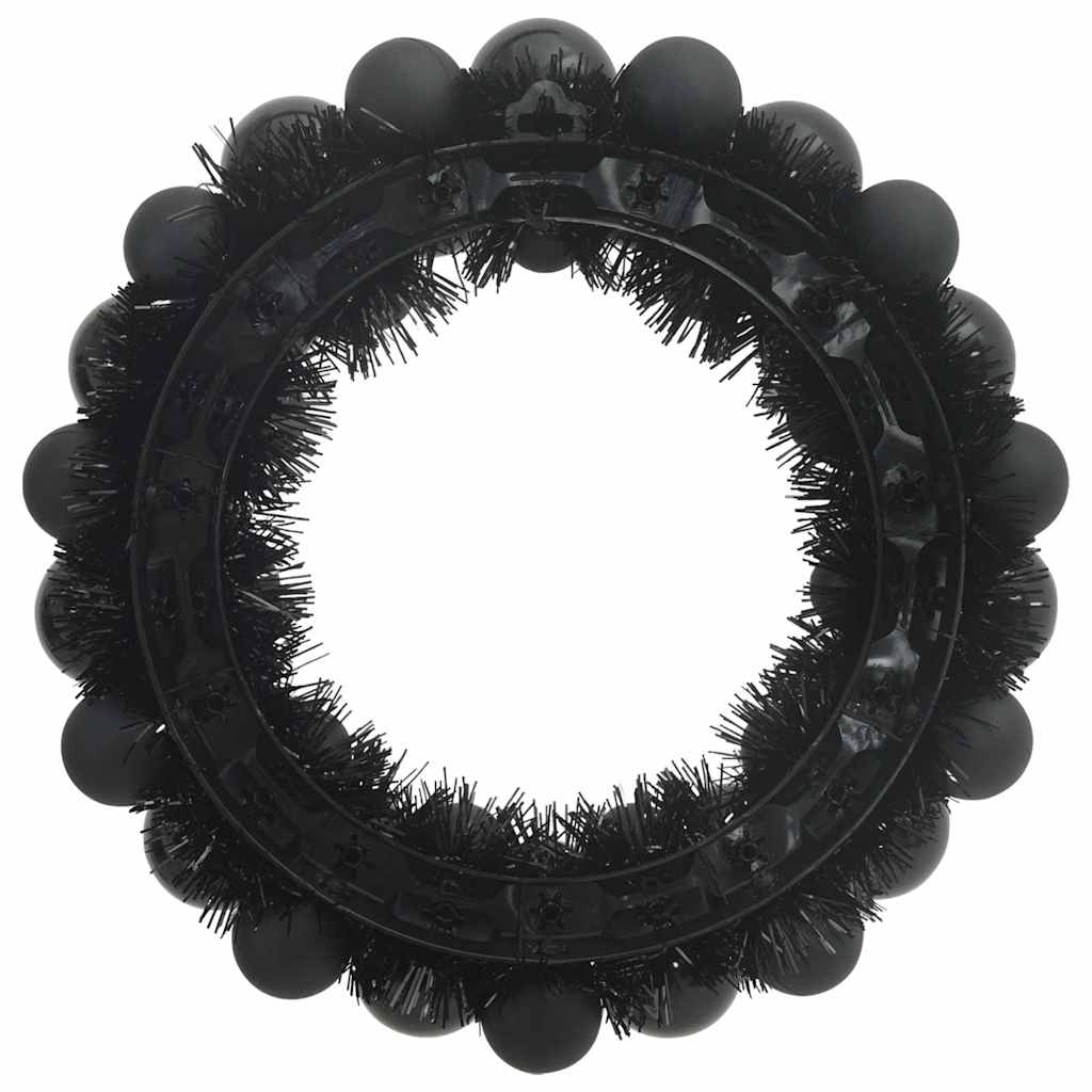 Christmas Ball Wreaths 2 pcs Black 33 x 33 x 7 cm Polystyrene