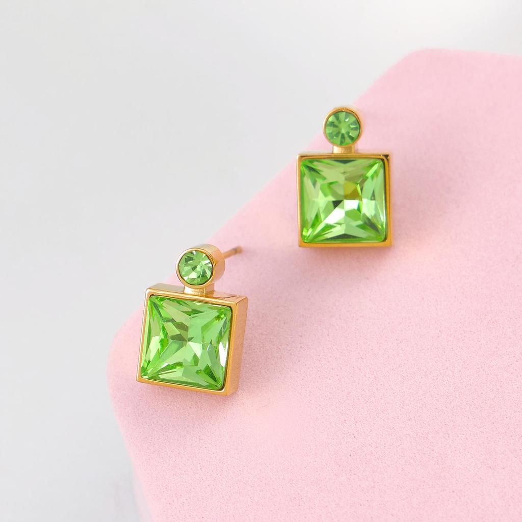 Elegant Square Perfume Bottle Necklace & Exquisite Earrings Set - Niche Design, Fashion-Forward, Unique Personality Jewelry