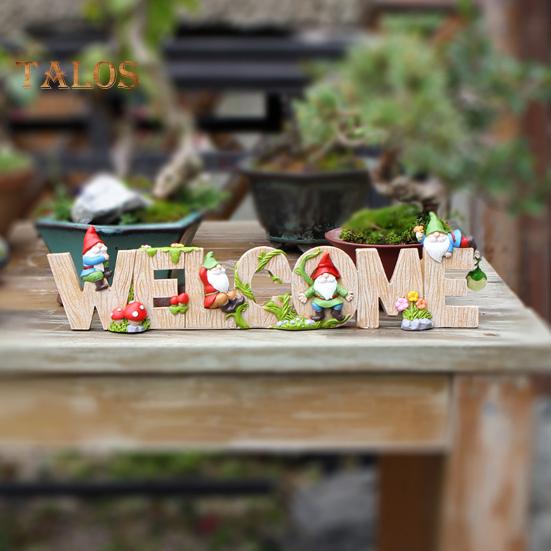 Zwerg-Willkommensschild, Kunstharz, Cartoon-Zwerg-Ornament, Gartenzwerg, Brief, Willkommensschild für Zuhause, Büro, Balkon, Innen- und Außendekor
