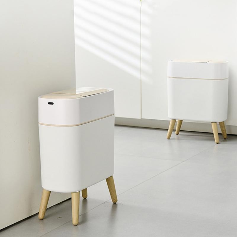 Bedroom Waste Bin 10L with Automatic Lid and Soft Close, Small Trash Can for Bathroom, Office, and Living Room Waste Collection Use