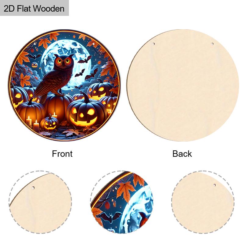 2pcs Russian Wooden Halloween Sign with Owls Pattern - Unique Decorative Plaque & Sign - Ideal for Wall, Front Door Decor