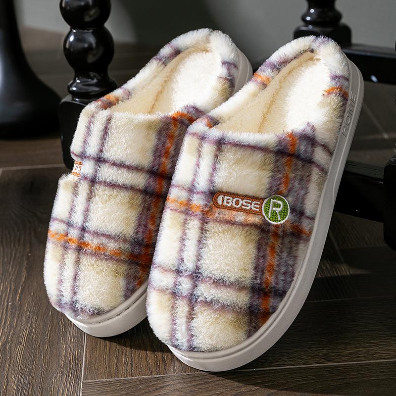 Cotton slippers women's home autumn and winter thick bottom non-slip warm and comfortable indoor fluff cotton mop men's fleece thicker
