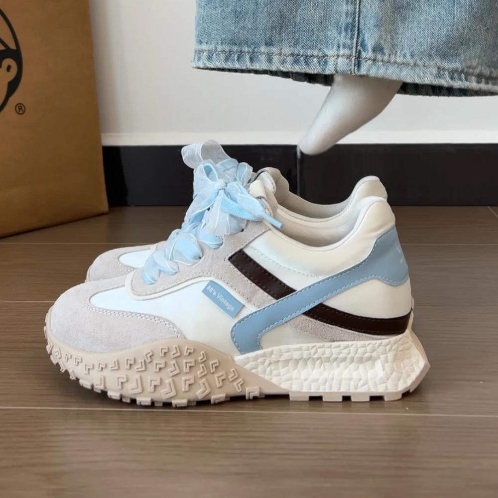 Inner height increase German training shoes women's 2025 spring platform small ballet style retro leather casual sports Forrest Gump shoes
