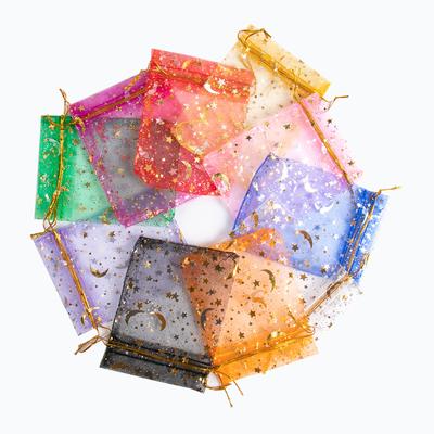 50/100pcs Multi Color Moon Star Drawstring Organza Bag Gift Present Candy Bag Pouches For Wedding Party Birthday Baby Shower