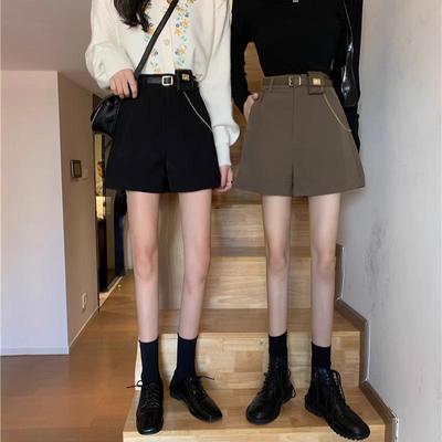 Shorts de Lana de Pierna Ancha para Mujer 2023: Cintura Alta, Diseño Slim A-Line para Uso Casual de Otoño/Invierno con Botas