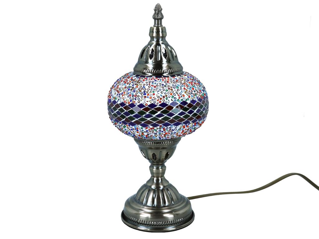 Lampa Stołowa Nocna Szklany Klosz Mozaika Wielokolorowa Orientalna Dom