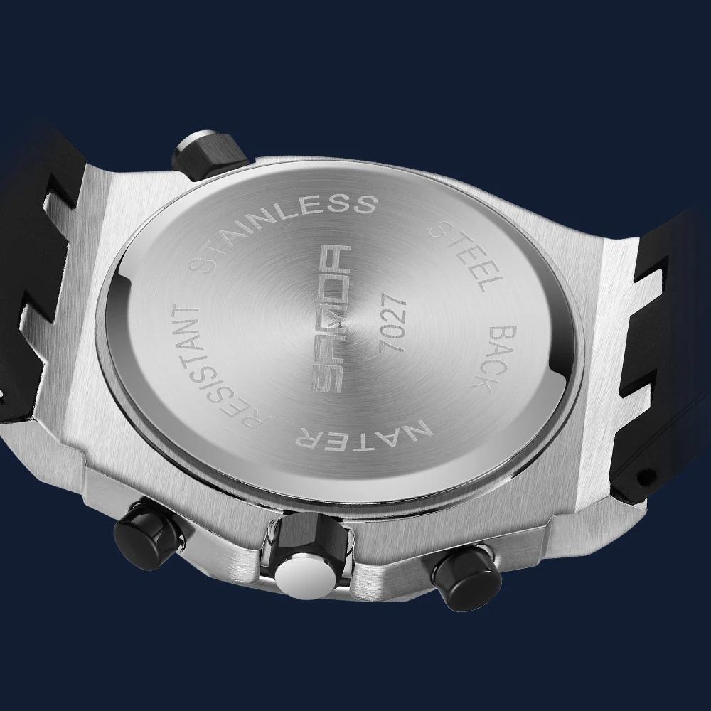 SANDA Royal Fashion Lässige Herrenuhren Großes Zifferblatt Schwarz Silikon Quarz Armbanduhr Klassische Herrenuhr