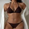 Lace Up Triangular Cup Sexy Bikini Swimsuit Three-point Beach Split Women
