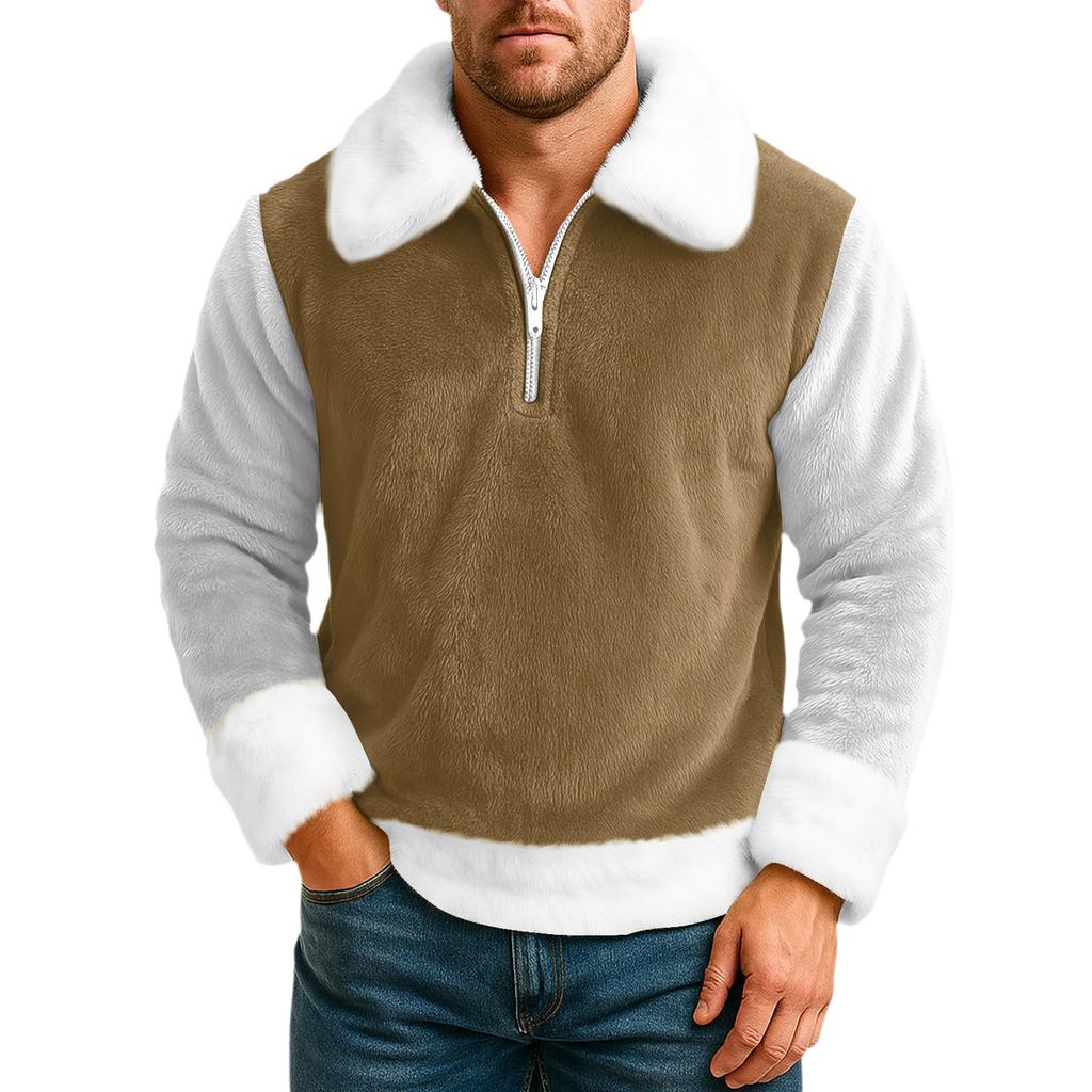 Men's Leisure Half Zipper Flip Collar Hoodie