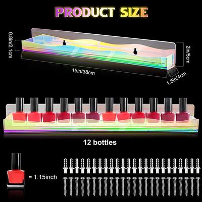 Acrylic Rainbow Wall Mounted Shelves,Iridescent Nail Polish Wall Racks,Sunglasses Essential Oil Storage Shelf Display Organizer