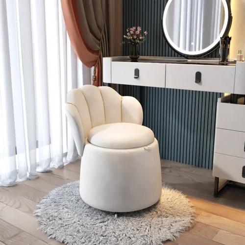 Modern Minimalist Bedroom Foot Stool Hallway Ottoman with Storage Mobile Pulley Shoe Bench Comfortable Backrest Makeup Chair белый 40647₽