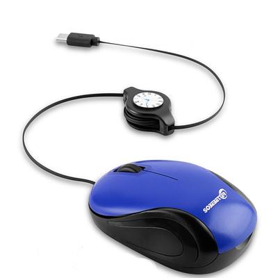 Einziehbare kabelgebundene Maus mit 1000 einziehbaren kleinen Mini-Optik für kompatibel mit blauem Ultra-kompakt, Typ-C-Anschluss, DPI, Kabel, Größe, Maus,