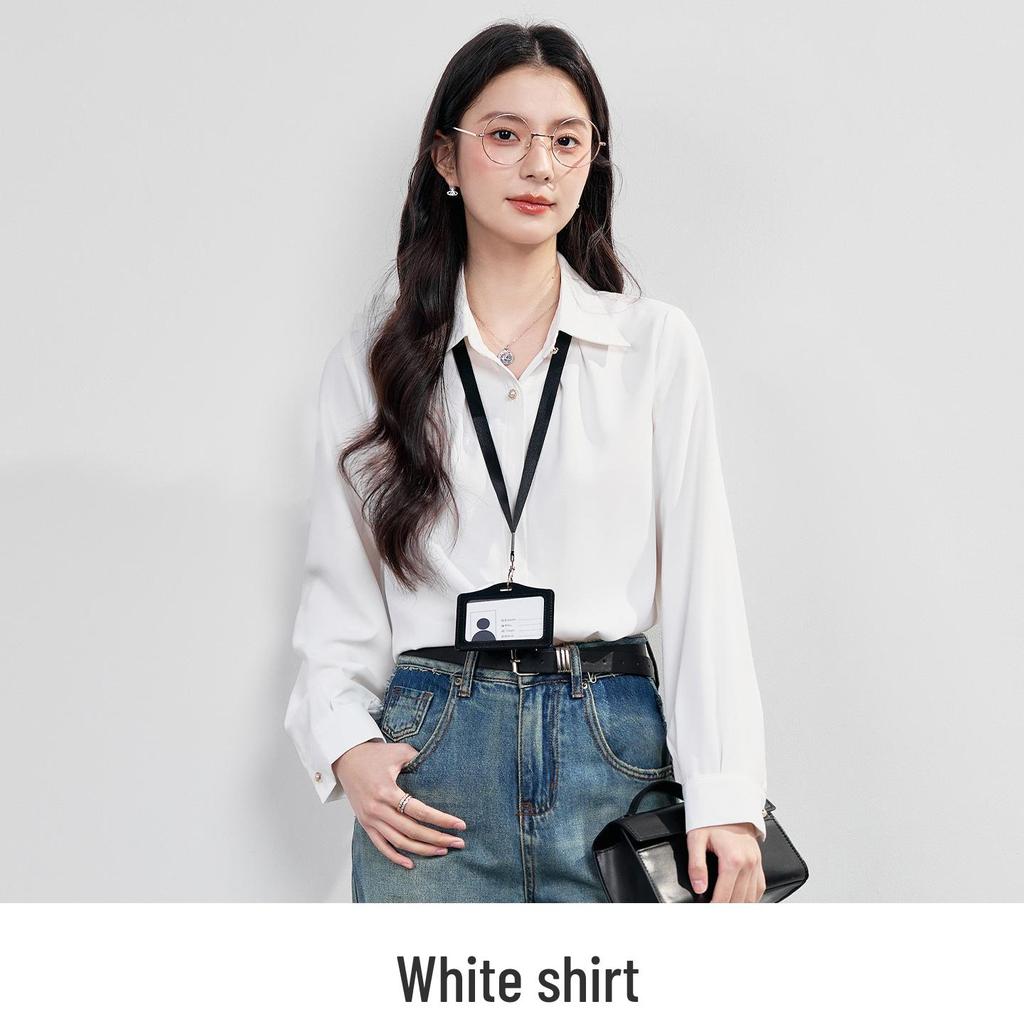 Women's French High-End White Shirt - 2026 Spring/Autumn Professional Formal Wear