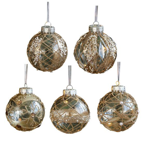 Christmas Ball Ornament Faux Pearl Glittery Tree Decoration Festive Hanging Baubles with Rope Party Decor