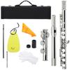 M MBAT 16-Hole Flute In C Nickel-plated White Brass Body Professional Performance Flute With Case Cleaning Tools Woodwinds