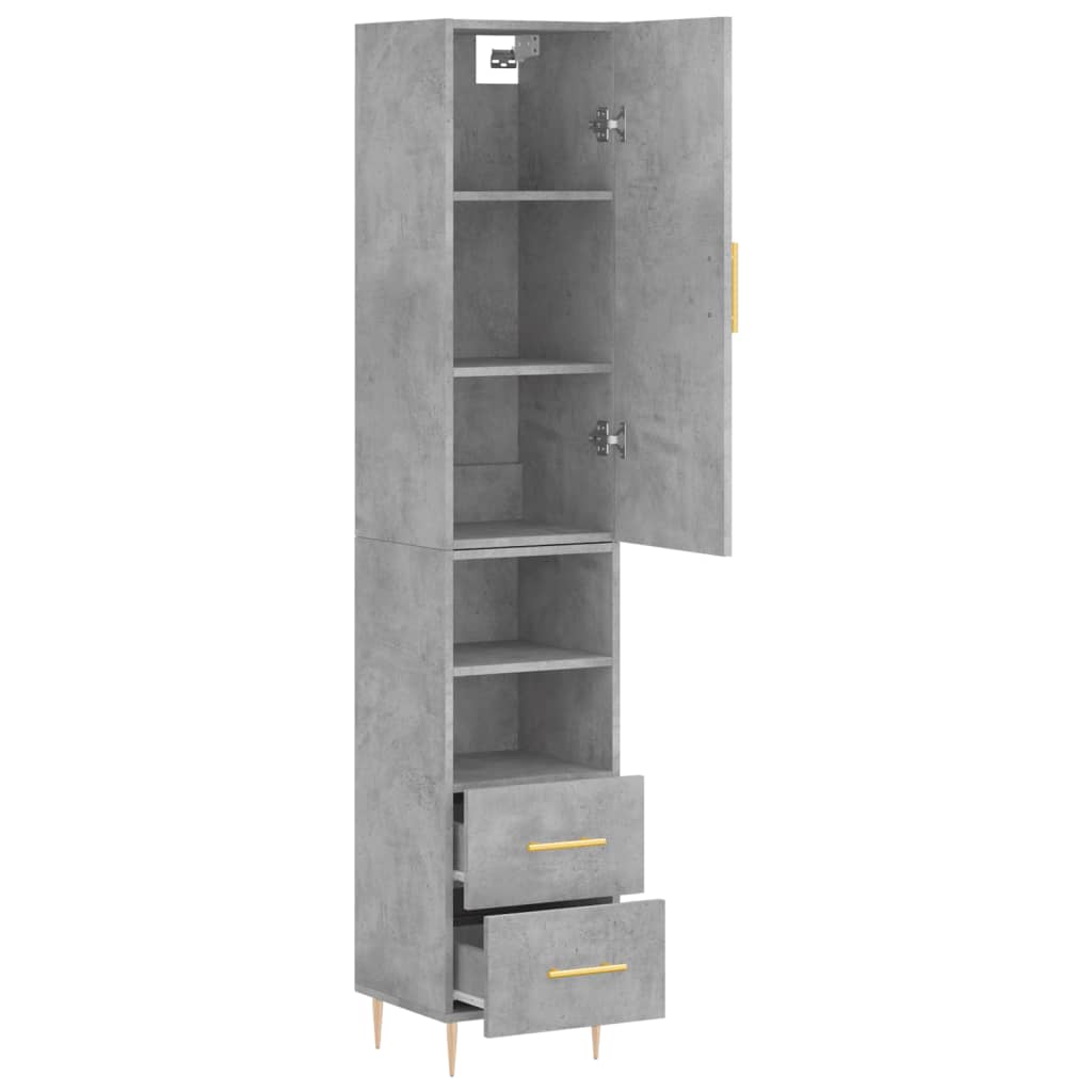 Highboard Beton Grau 34,5 x 34 x 180 cm Spanplatte