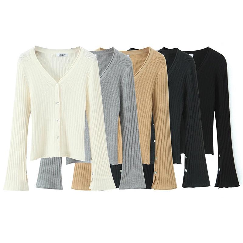 Korean Retro V-Neck Cardigan & High Waist Pleated Skirt Knit Set