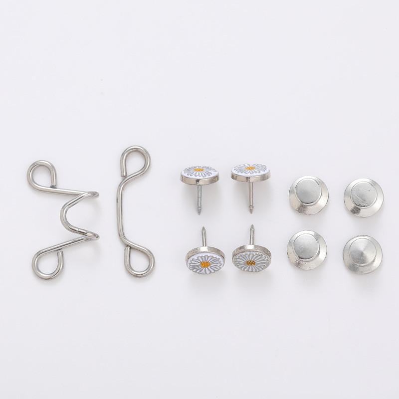 1 set Justerbart midjebälte Förlängare Utan Sömnad Byxklämmor Midjestramare Knapp för Jeans Kjolar Ärmar Passform Knappnålar Verktyg