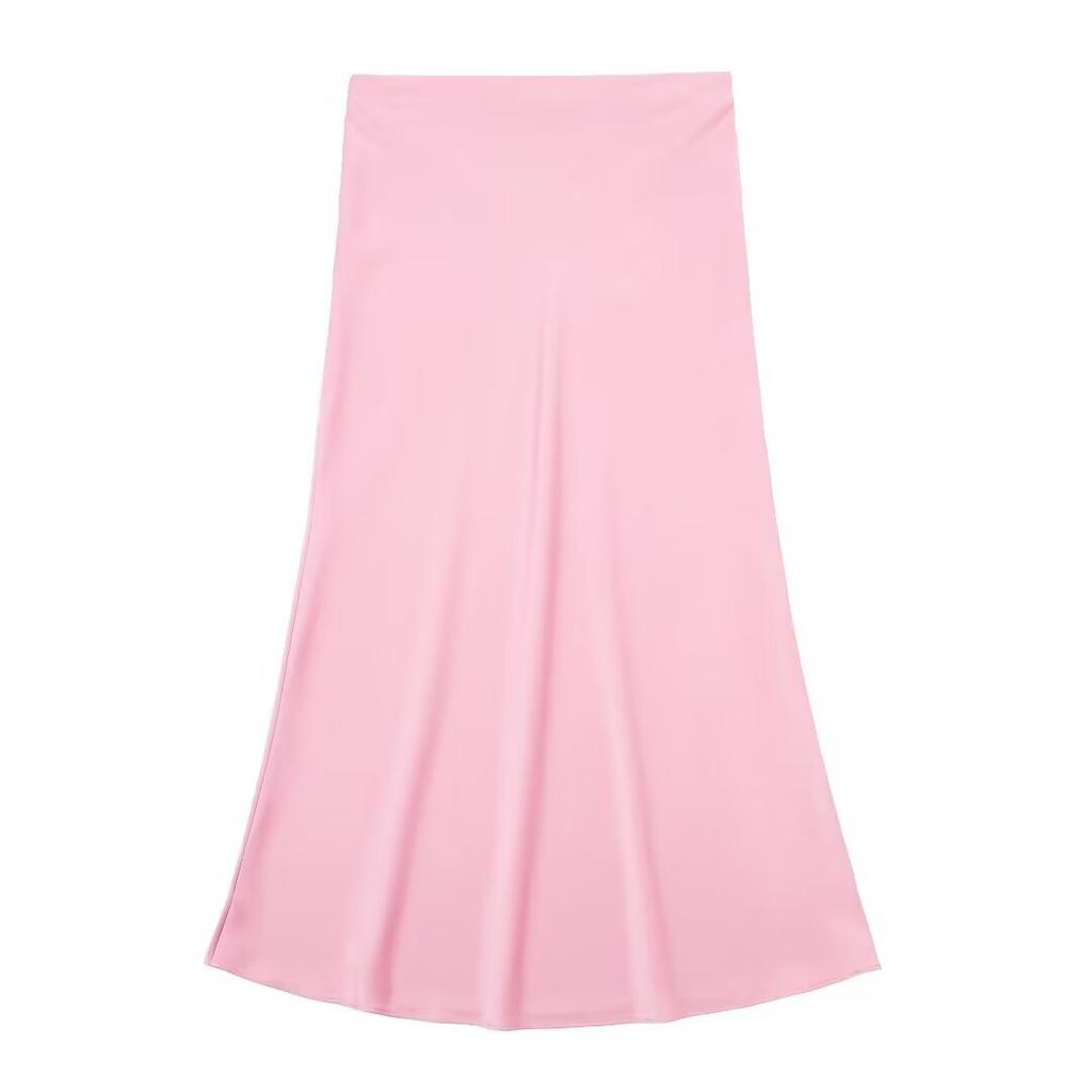 European and American style, new women's clothing, fashionable, casual silk satin texture Midi skirt 5427/453