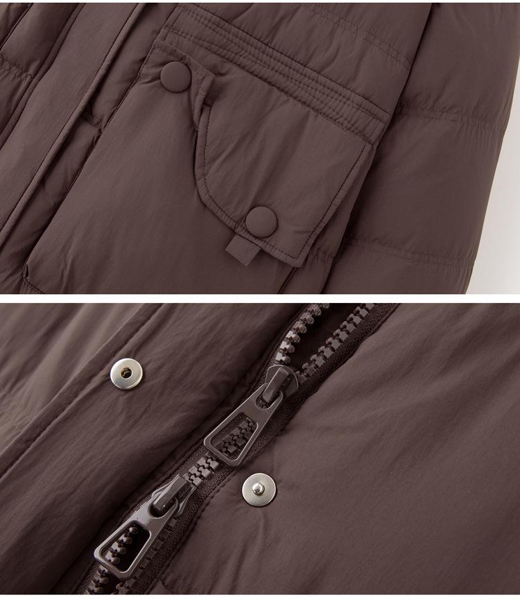 Women's High-End Extra Long White Duck Down Hooded Coat with Large Pockets - YJ6852