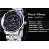 JARAGAR Flying Series Golden Bezel Scale Dial Design Stainless Steel Mens Watch Top Brand Luxury Automatic Mechanical Watch