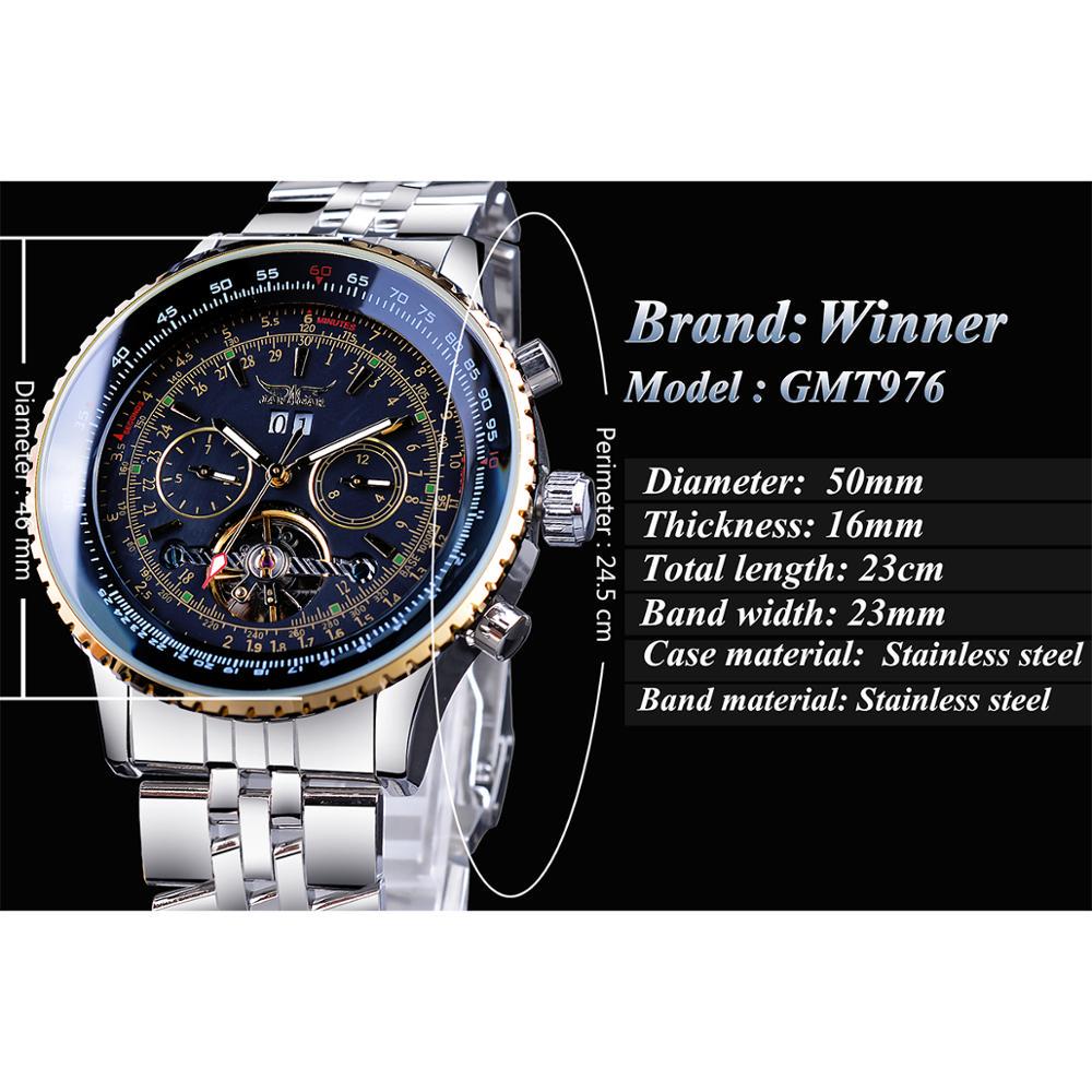 JARAGAR Flying Series Golden Bezel Scale Dial Design Stainless Steel Mens Watch Top Brand Luxury Automatic Mechanical Watch