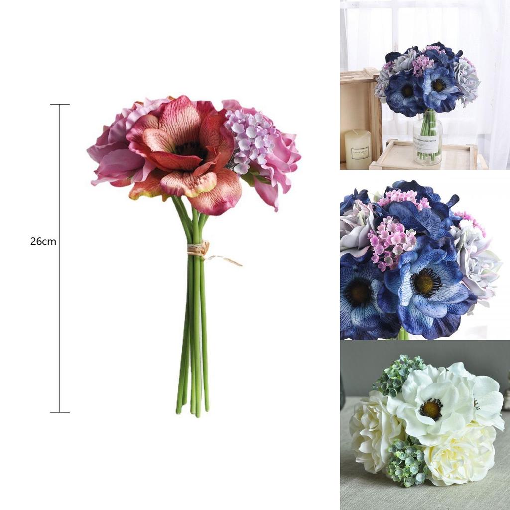 Lush Bouquet Poppy Peony Gypsophila Simulation Flower Ideal For Home Decor And Photography Prop