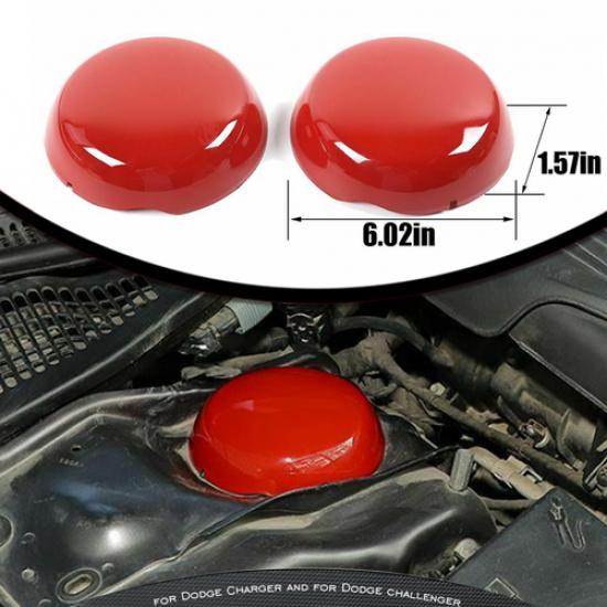 2x Red Engine Compartment Suspension Trim Cover For Dodge Challenger/Charger 09+