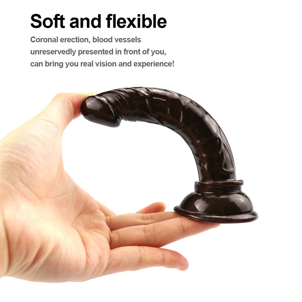 Brown Mini Realistic Flesh Silicone Dildo Strong Suction Cup G Spot Masturbator Anal Insert Plug Flexible Pussy Penis Sex Toy