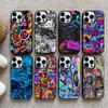 Cool Colorful Graffiti Phone Case For iPhone17, 16,15,14,13,12 Pro Max Black Candy Matte Shockproof Cover