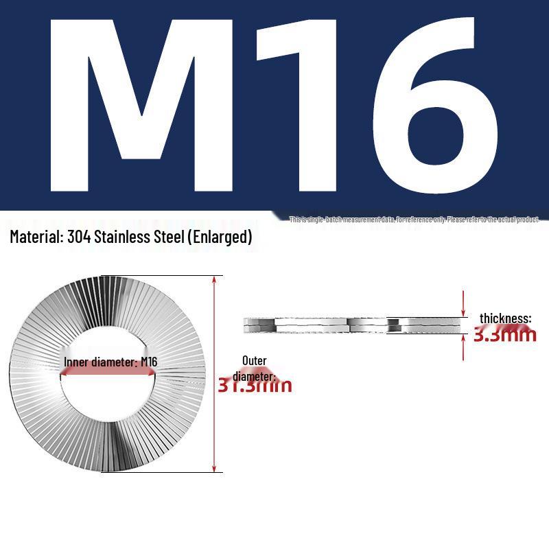 DIN25201 304 Stainless Steel Self-Locking Double Stack Washer, 65Mn Manganese Anti-Loosening, Double-Sided Tooth Layer.