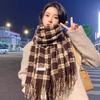 Scarf Women's Winter Korean Edition New Versatile Student Premium Sense Warm Thickened Scarf Couple Plaid Shawl