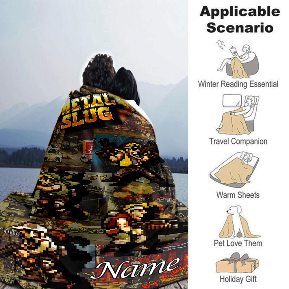 Customiz Name Personality Metal Slug  Blanket Soft &Warm Sofa Office Bed Travel Lunch Break Blanket, Gift Suitable All Seasons