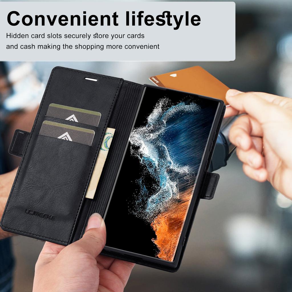 LC.IMEEKE For Samsung Galaxy S24 Ultra Case RFID Blocking Wallet Leather Phone Cover