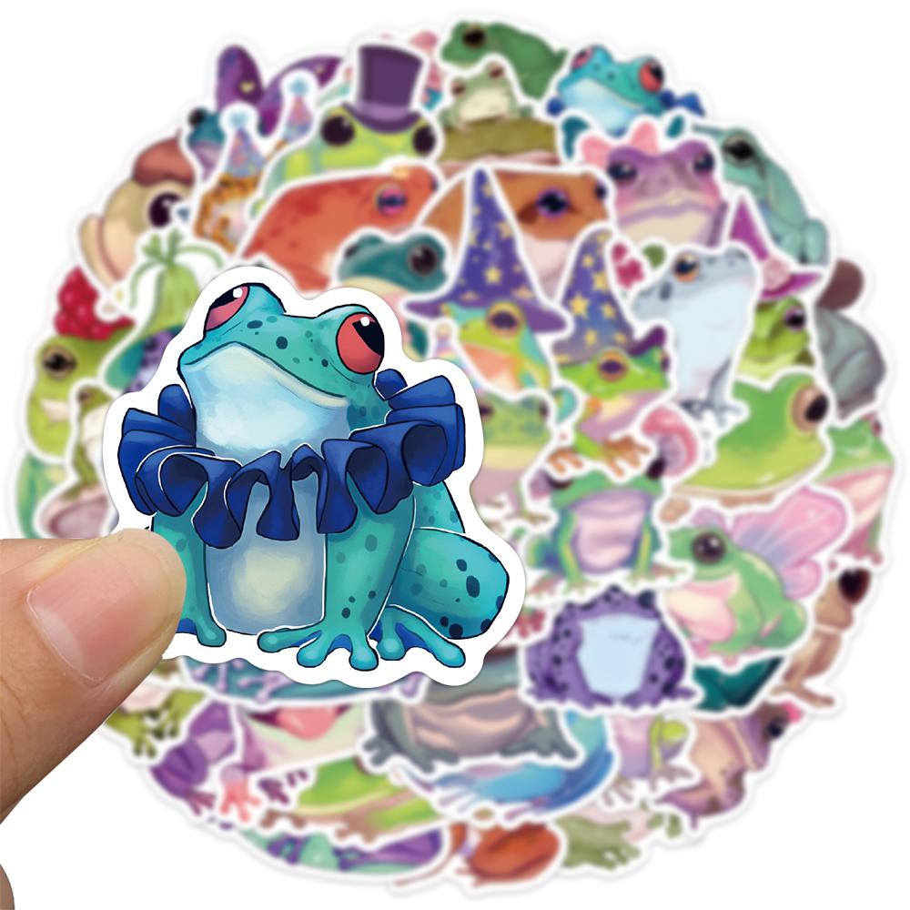 50PCS Cute Frog Stickers Exquisite Hand Account Materials Phone Cases Laptop Suitcases Water Cups Waterproof Stickers
