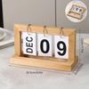 Wooden Perpetual Flip Calendar Simple Minimalist Design Desktop Ornament for Home Study Dorm Office Desk Decor
