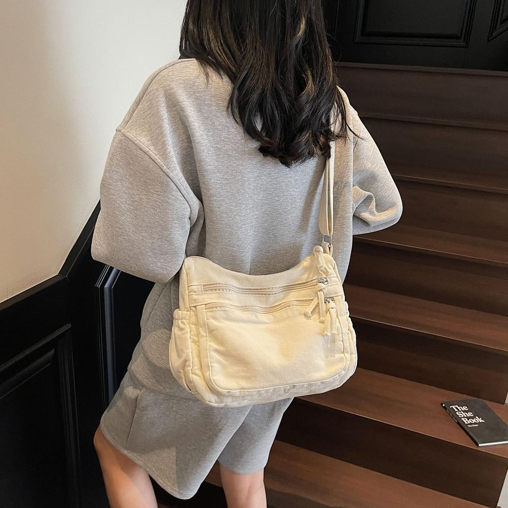 Casual big bag women's new literary and artistic style canvas shoulder bag class commuter messenger tote bag