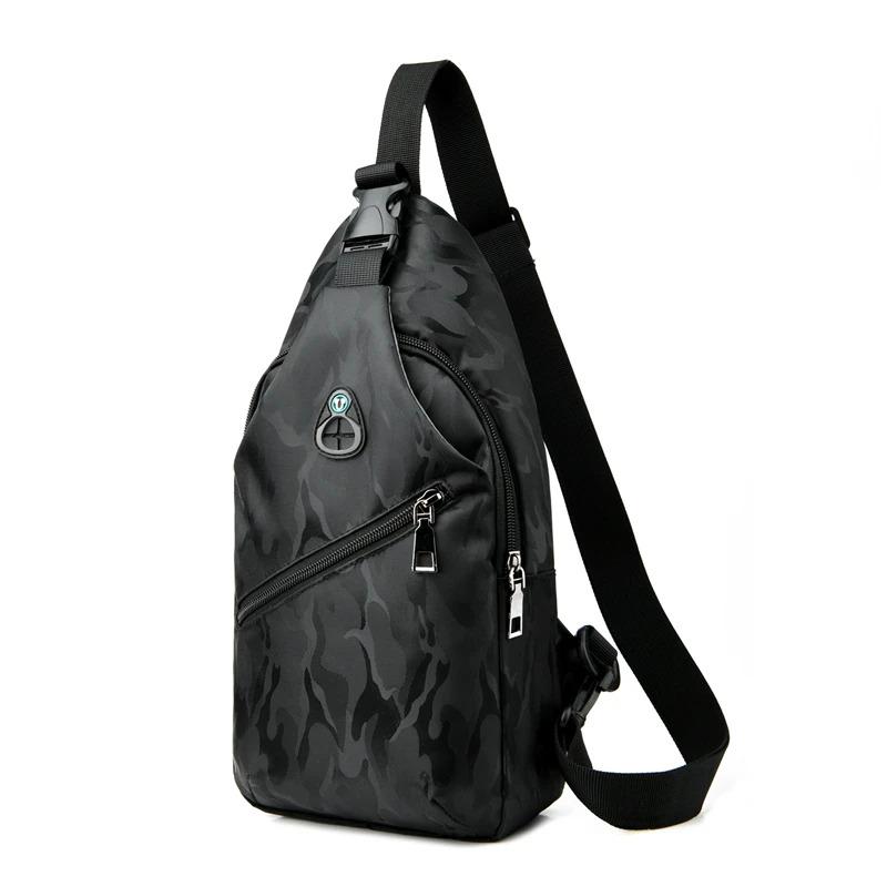 Men Waterproof Shoulder Crossbody Packs Fashion Lightweight Chest Bag With Usb Power Charging Port And Headphone Jack