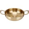 Ramen Pot, Stainless Steel Gold Noodles Pot with Double Handle for Pasta Soup, Korean Cooking Pot for Home Kitchen (Inner diameter 18cm)