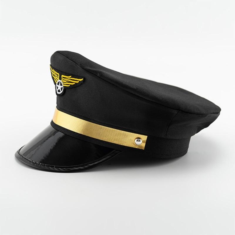 Flight Hat for Adult Cosplay Party Uniform Crew Hat for Male Women Role Play BachelorParty Dress Up Top Hat