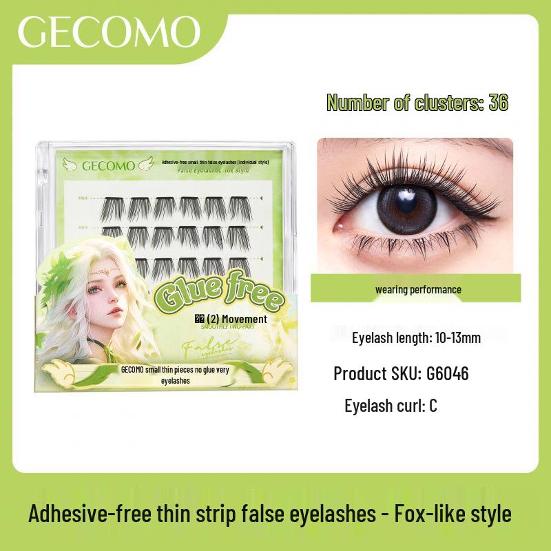 Handy Series: GECOMO Glue-Free Natural False Eyelash Clusters - Easy Two-Step Upper & Lower Lashes for a Lively Look
