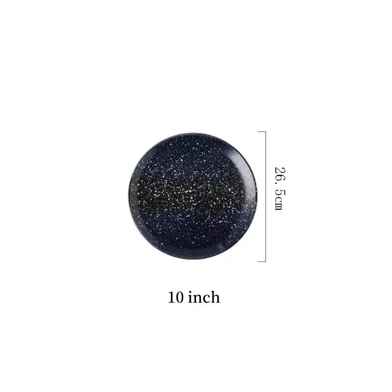Multifunction Black Ellipse Circle Dinner Plate Under-Glazed Ceramic Dessert Tray Steak Pasta Dish Dinnerware Microwave Safe