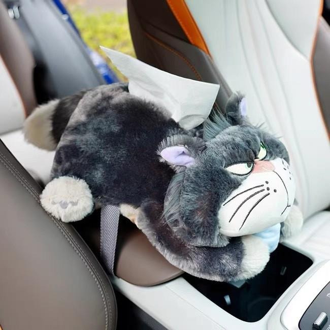 Cat Plush Tissue Box Cover Cute Cartoon Cat Tissue Holder For Home Car Interior Decor