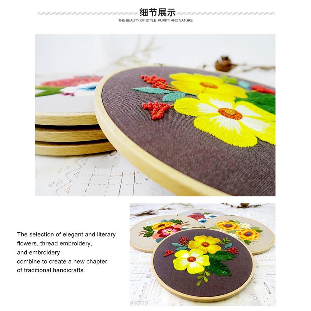 DIY Embroidery Flower Handwork Needlework for Beginner Cross Stitch Kit Ribbon Painting Embroidery Hoop Home Decoration