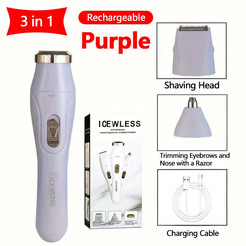 

3 IN 1Electric Hair Trimmer for Women Waterproof Painless Body Hair Removal Bikini Arm Leg Face Shaver Personal Care